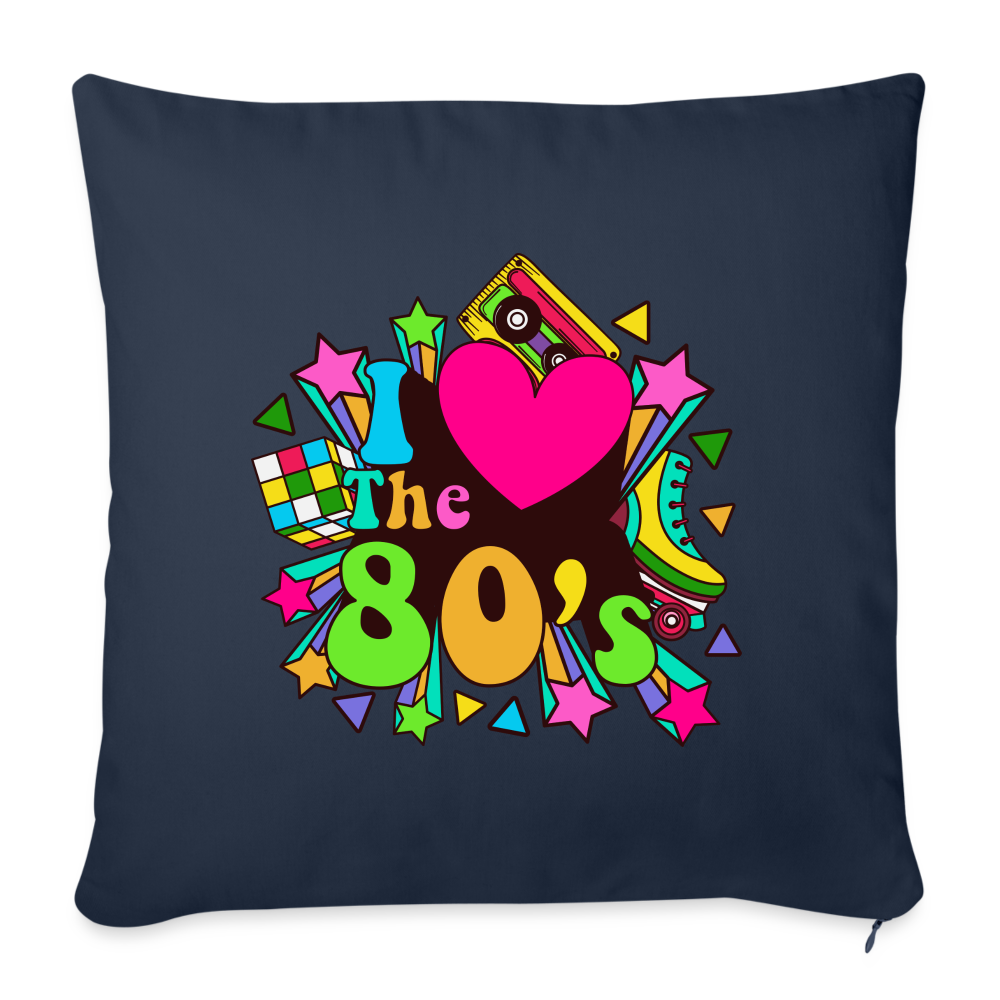 Back to the 80's - I Love the 80's Throw Pillow Cover - navy