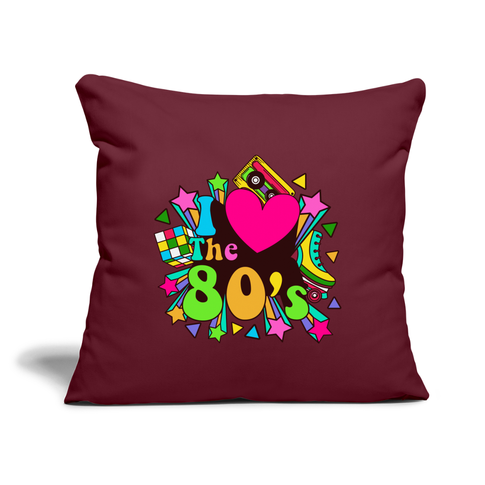 Back to the 80's - I Love the 80's Throw Pillow Cover - burgundy