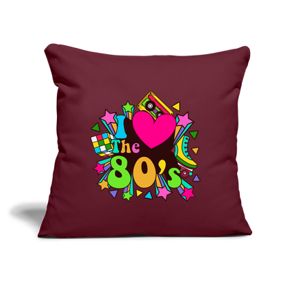 Back to the 80's - I Love the 80's Throw Pillow Cover - burgundy