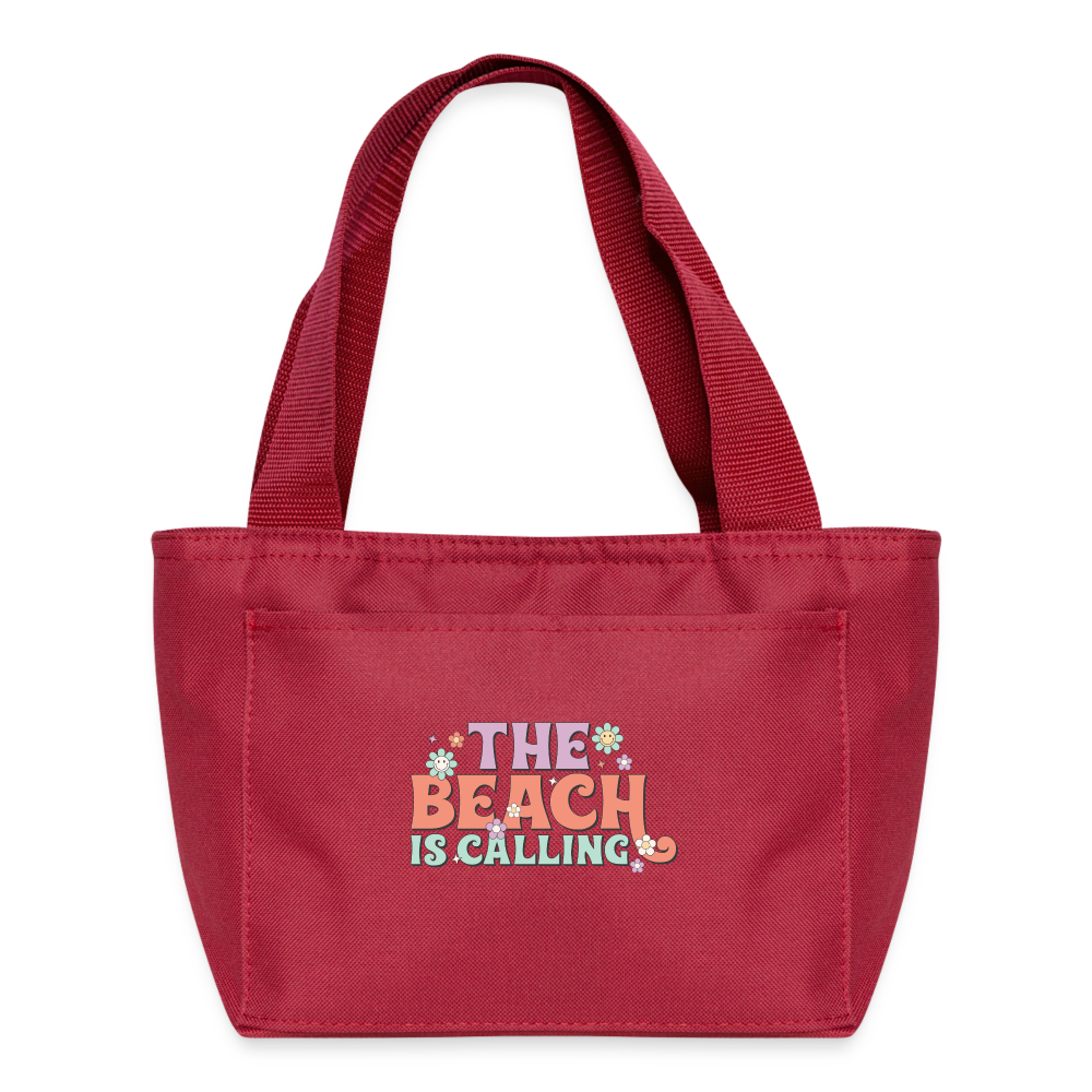 Summer Vibes - Beach is Calling Insulated Lunch Bag - red