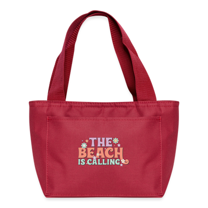 Summer Vibes - Beach is Calling Insulated Lunch Bag - red