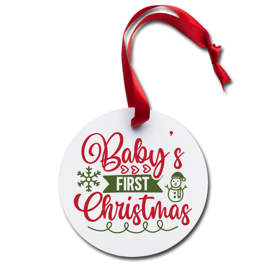 Christmas Holiday Collection - Baby's First Christmas Ornament - white