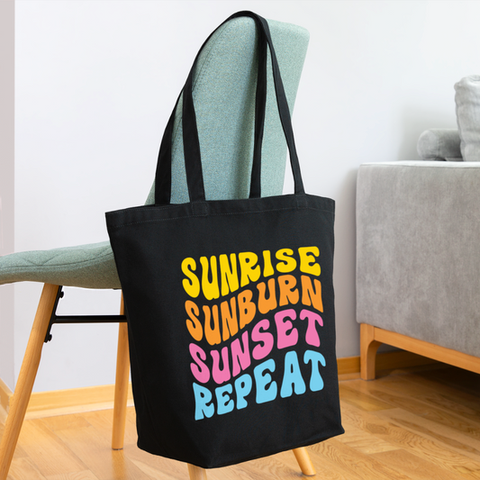 Summer Vibes -Sunrise Sunburn Repeat Tote Bag - black