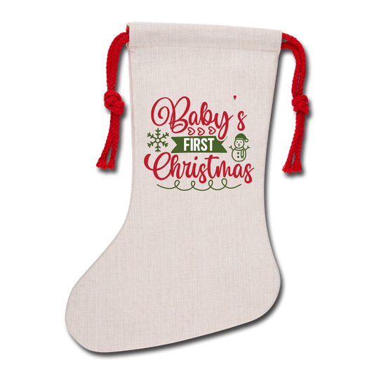 Christmas Holiday Collection - Baby's First Christmas Stocking - natural