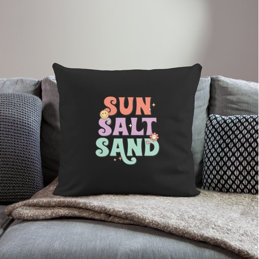 Summer Vibes -Sun Salt Sand Throw Pillow Cover - black