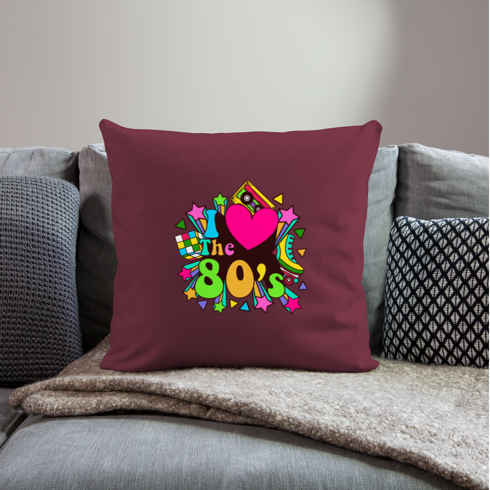 Back to the 80's - I Love the 80's Throw Pillow Cover - burgundy