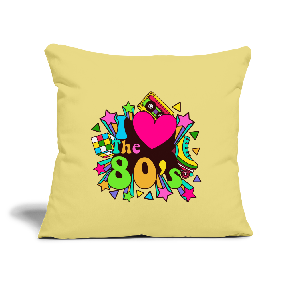 Back to the 80's - I Love the 80's Throw Pillow Cover - washed yellow