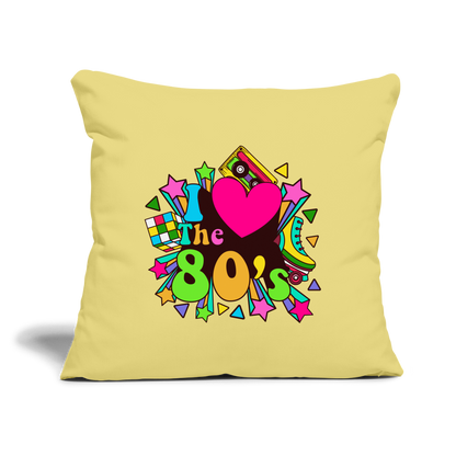 Back to the 80's - I Love the 80's Throw Pillow Cover - washed yellow