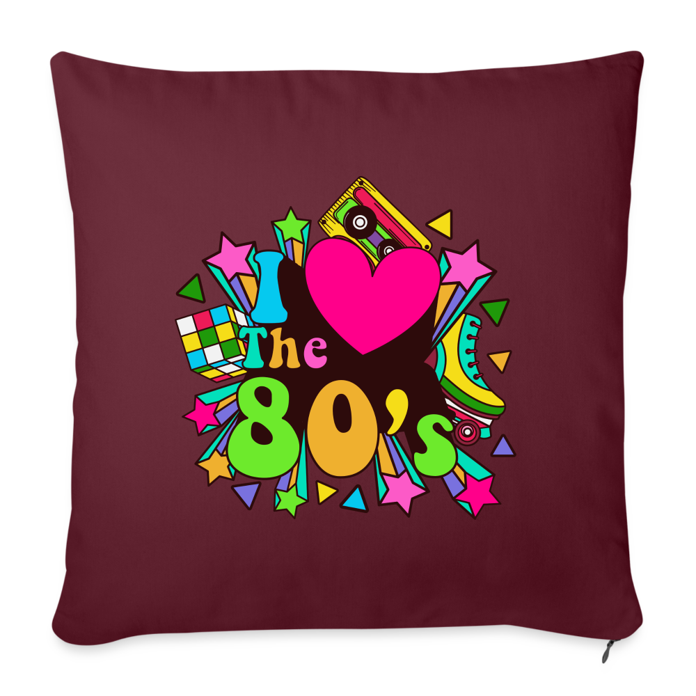 Back to the 80's - I Love the 80's Throw Pillow Cover - burgundy