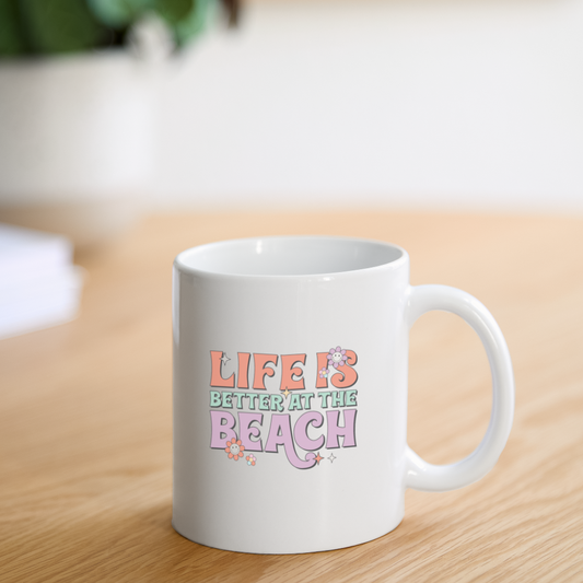 Summer Vibes -Life is Better Coffee Mug White - white