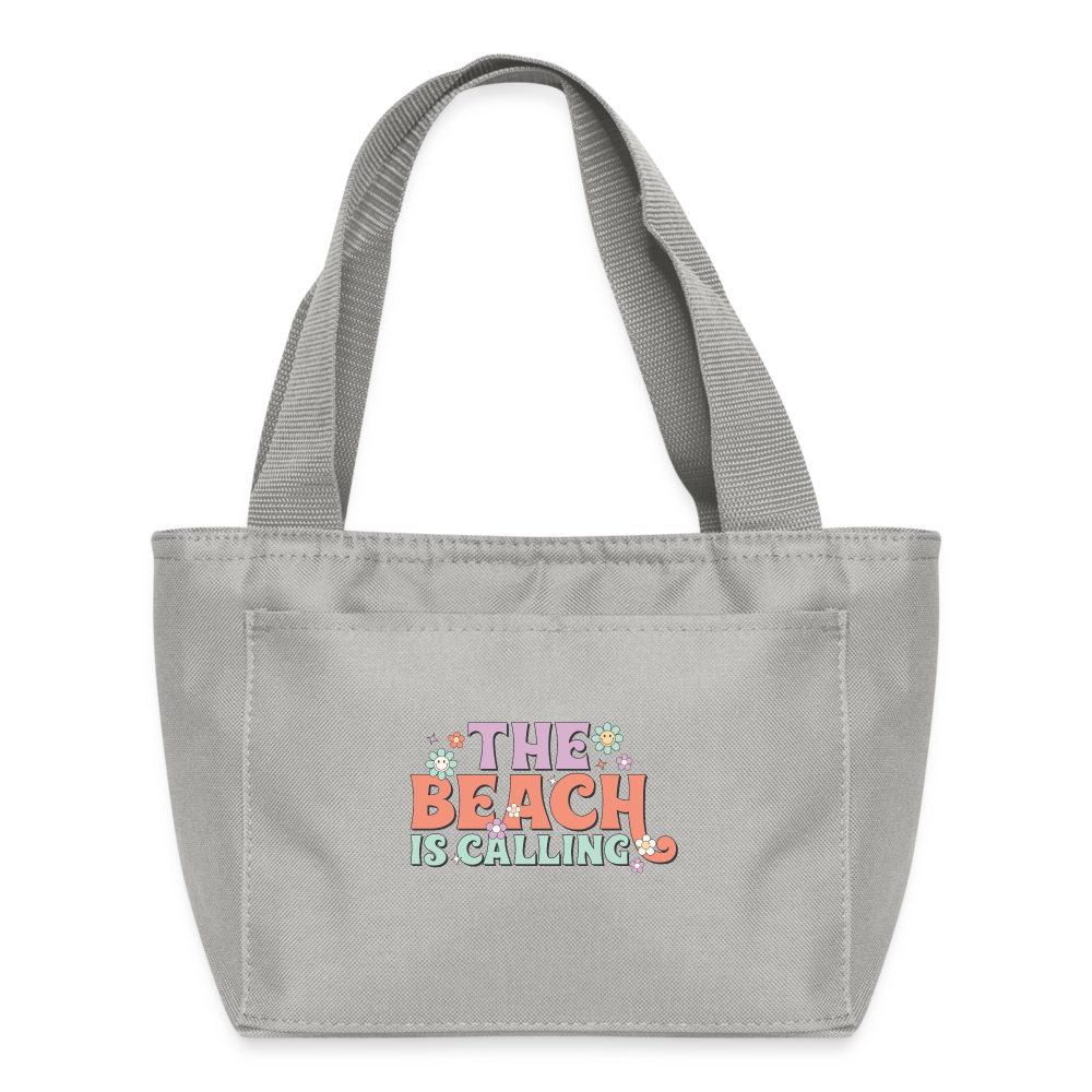 Summer Vibes - Beach is Calling Insulated Lunch Bag - light gray