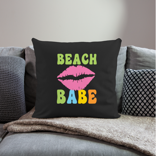 Summer Vibes - Beach Babe Throw Pillow Cover - black