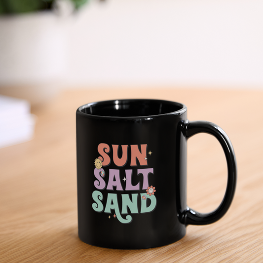 Summer Vibes -Sun Salt Sand Coffee Mug Bk - black