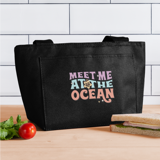 Summer Vibes - Meet Me at the Ocean Insulated Lunch Bag - black