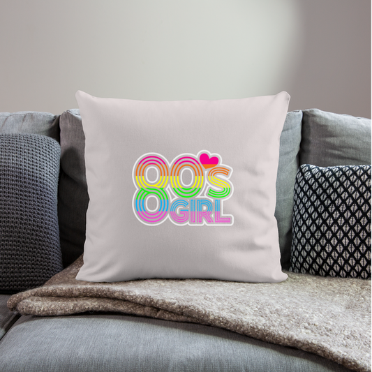 Back to the 80's - 80's Girl Throw Pillow Cover 18"x18" - light taupe