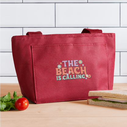 Summer Vibes - Beach is Calling Insulated Lunch Bag - red