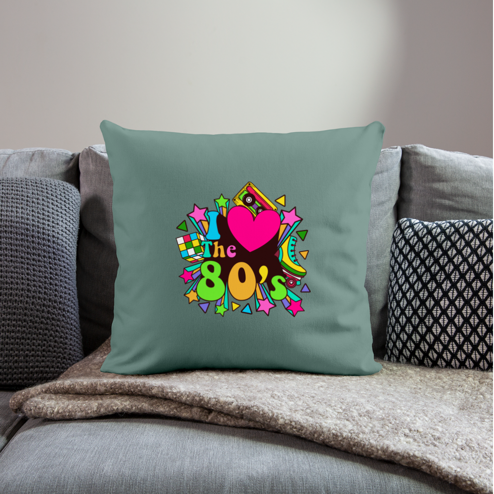 Back to the 80's - I Love the 80's Throw Pillow Cover - cypress green