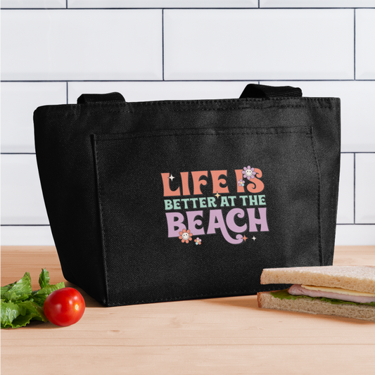 Summer Vibes - Life is Better at the Beach Insulated Lunch Bag - black