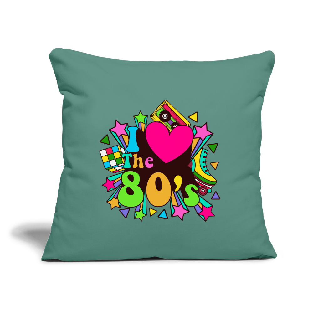 Back to the 80's - I Love the 80's Throw Pillow Cover - cypress green