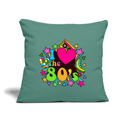 Back to the 80's - I Love the 80's Throw Pillow Cover - cypress green