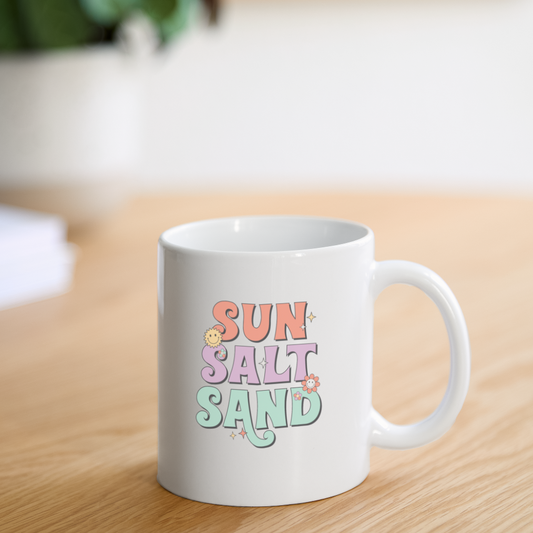 Summer Vibes -Sun Salt Sand Coffee Mug White - white