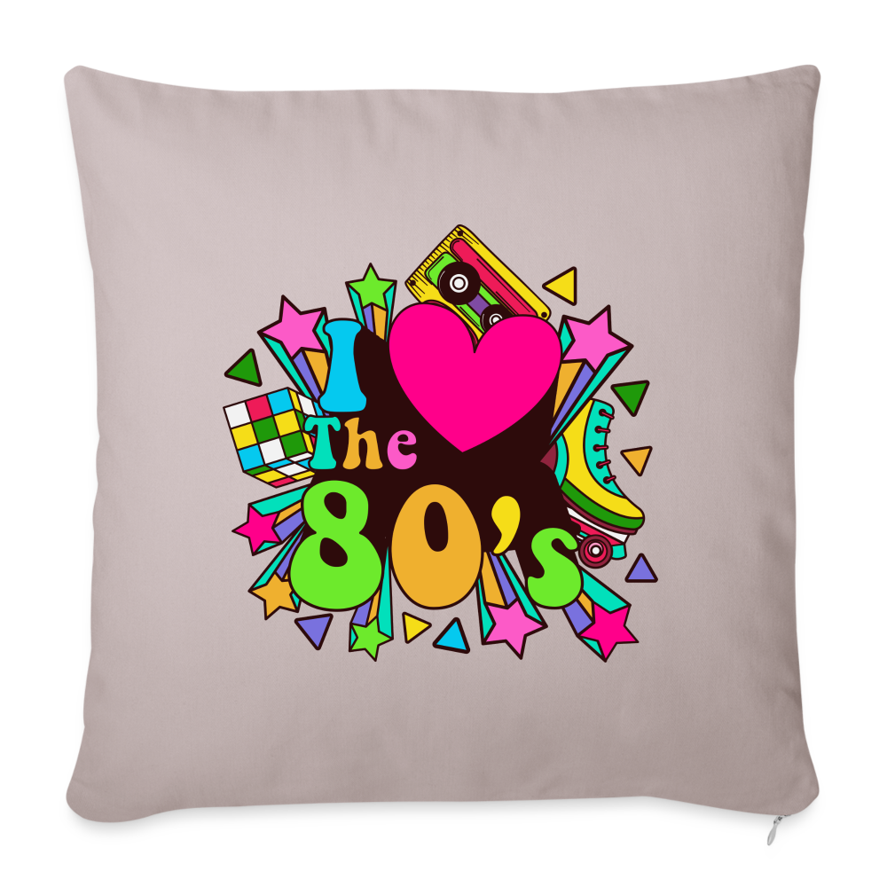 Back to the 80's - I Love the 80's Throw Pillow Cover - light taupe