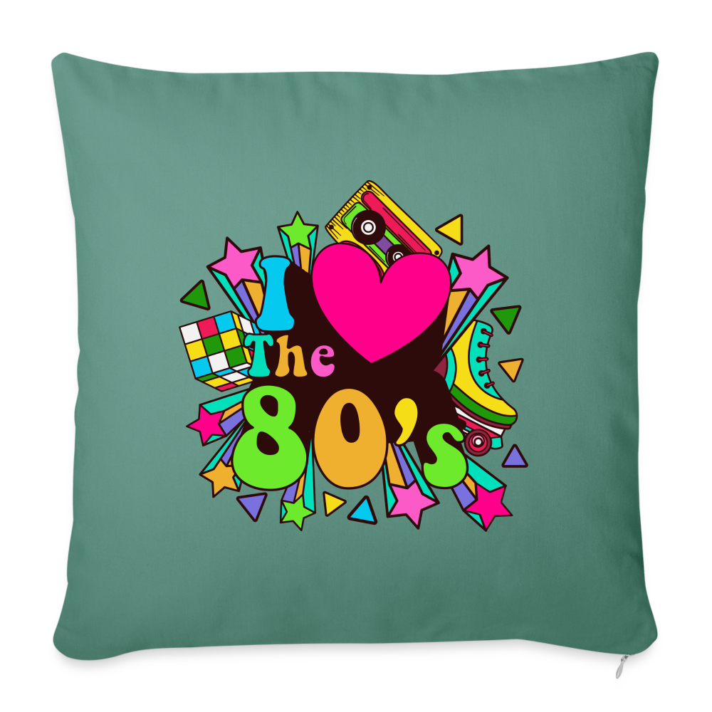 Back to the 80's - I Love the 80's Throw Pillow Cover - cypress green