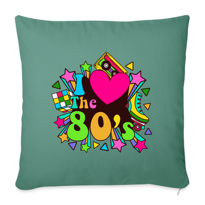 Back to the 80's - I Love the 80's Throw Pillow Cover - cypress green