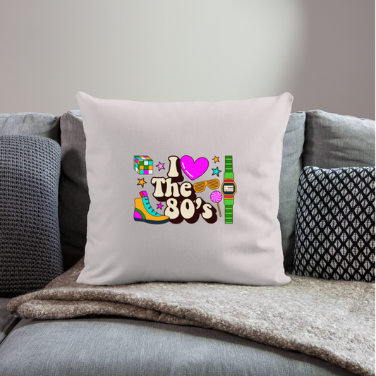 Back to the 80's - I Love 80's Skates Throw Pillow Cover 18"x18" - light taupe