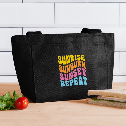 Summer Vibes - Sunrise Sunset Repeat Insulated Lunch Bag - black