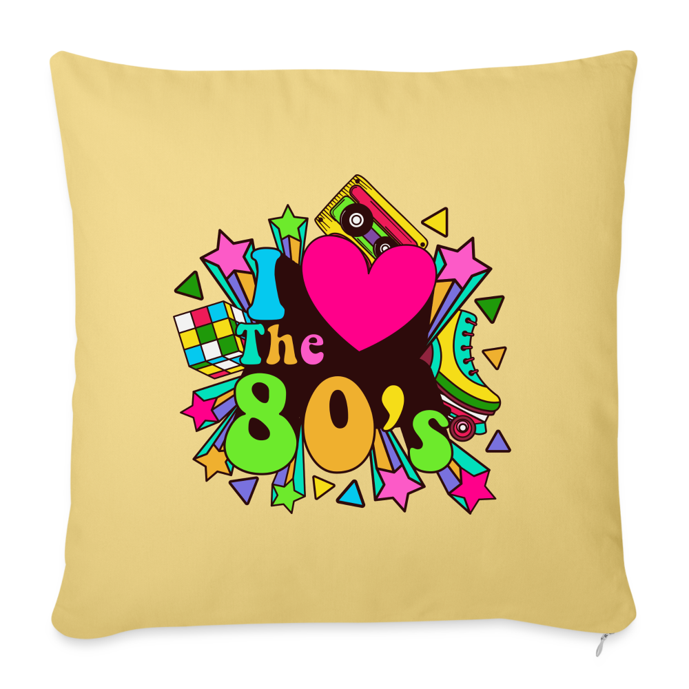 Back to the 80's - I Love the 80's Throw Pillow Cover - washed yellow