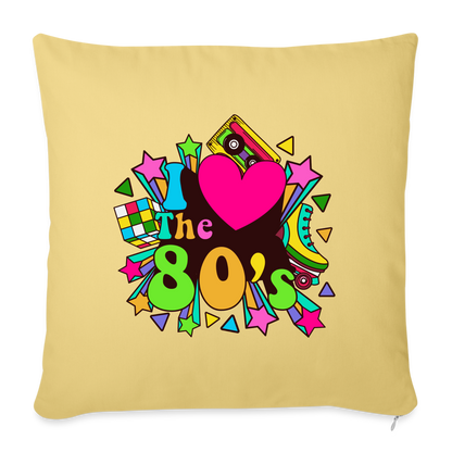 Back to the 80's - I Love the 80's Throw Pillow Cover - washed yellow