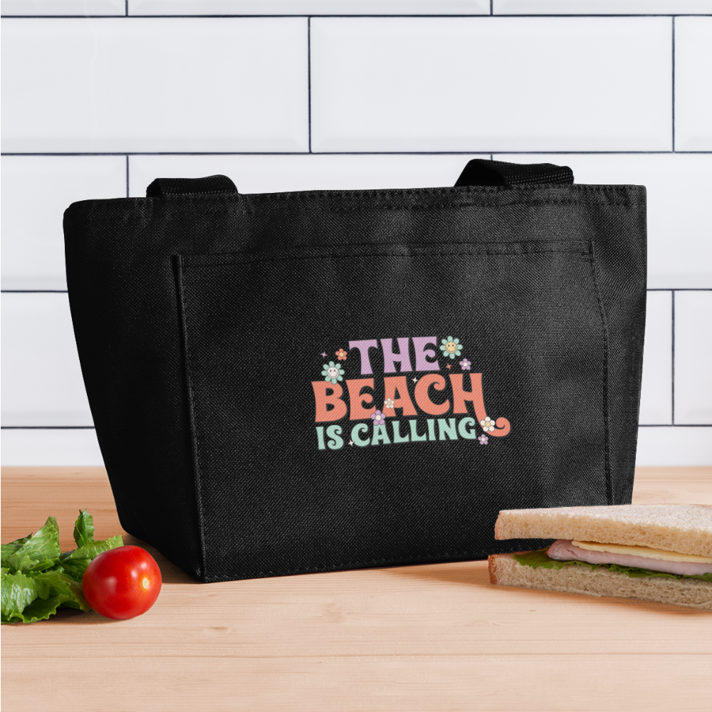 Summer Vibes - Beach is Calling Insulated Lunch Bag - black