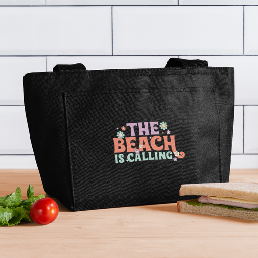 Summer Vibes - Beach is Calling Insulated Lunch Bag - black